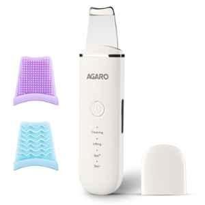 AGARO Ultrasonic Facial Skin Scrubber for Wet Skin, Blackheads Remover & Facial Pores Cleaner with 4 Modes, Facial Scrubber, Come with Extractor for Facial Deep Cleansing, 2 Silicone Covers Included, Battery Powered, 33601