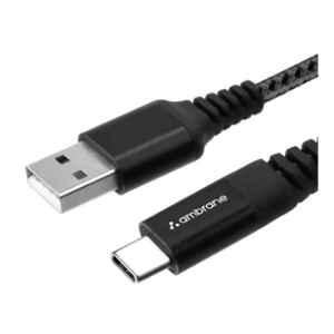 Ambrane Ambrane RC-T-15 3A Black USB Type C Fast Charging Unbreakable Braided Cable