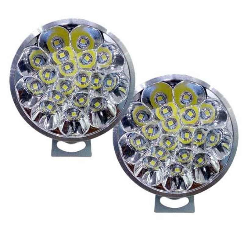 AllExtreme EX18RF2 2 Pcs 18 LED 27W White Round Waterproof Fog Light Set