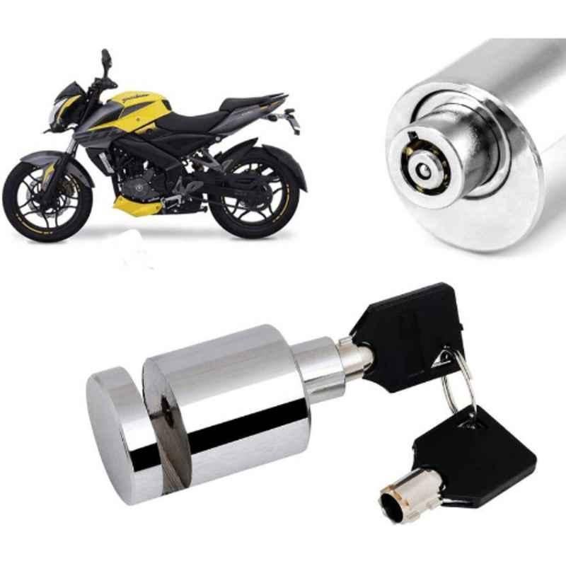Auto Pearl Stainless Steel Silver Heavy Duty Anti Theft Motorcycle Disc Brake Lock, Lock-067