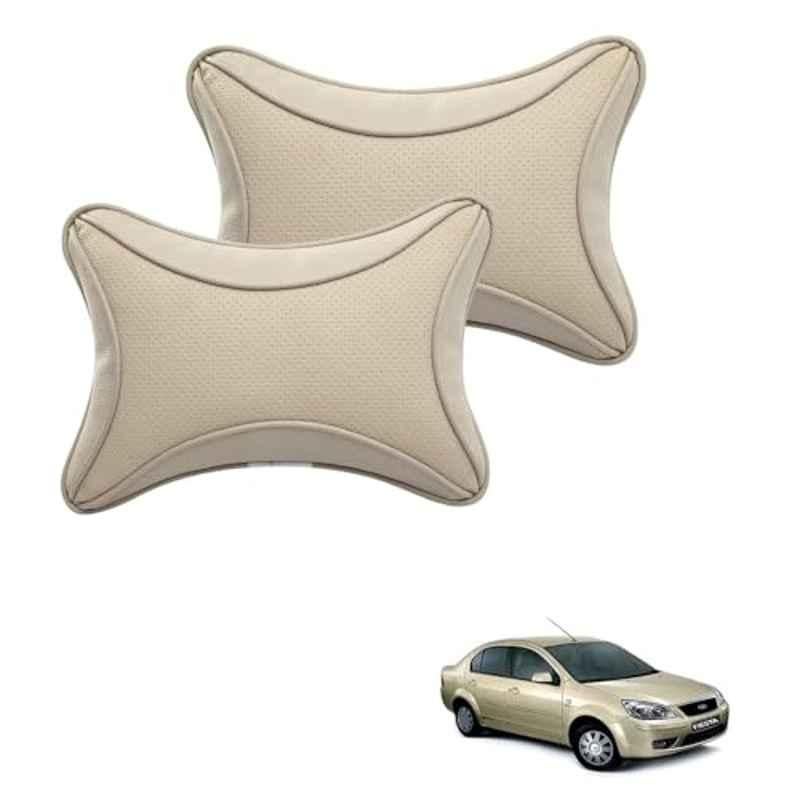 Kozdiko 2 Pcs Memory Foam & Polyester Beige Dots Car Neck Rest Pillow Set for Ford Fiesta Old, XNVJVHGJFH102