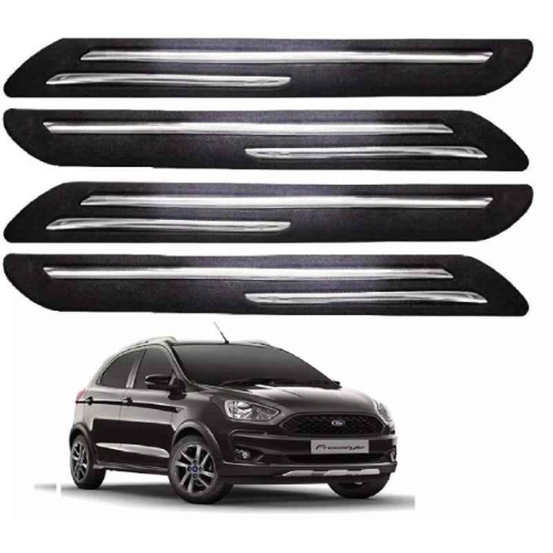 Sca Rubber Car Side Bumper Protector Guard with Double Chrome Strip for Ford Freestyle All Model Black Set Of 4, SCA-4YXGZM