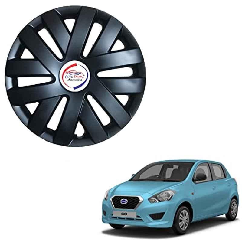 Auto Pearl 4 Pcs 13 inch ABS Polo Black PBY 03 Hubcap Wheel Cover Set with Retention Ring for Datsun Go