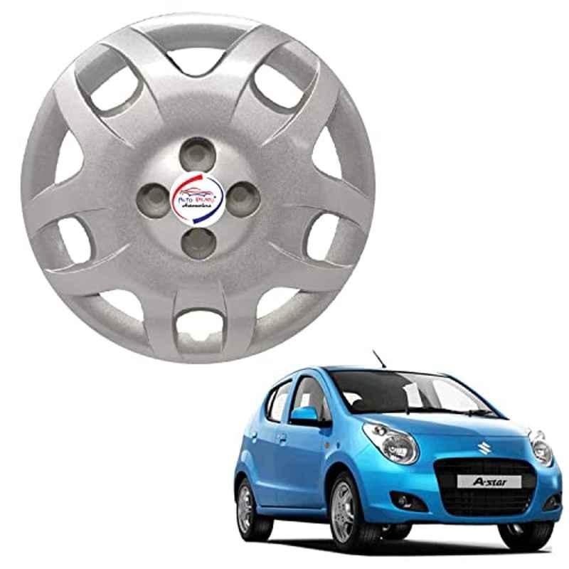 Auto Pearl 4 Pcs 13 inch ABS Punto Silver PN 14 Hubcap Wheel Cover Set with Retention Ring for Maruti Suzuki A Star