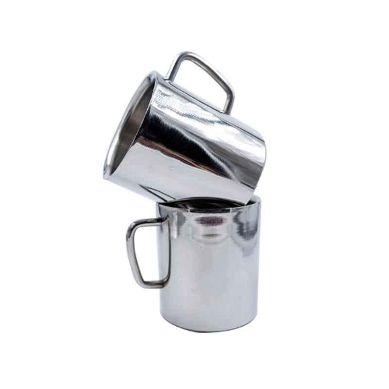 i WARE KkitchenCare 2 Pcs 250ml Stainless Steel Silver Double Wall Tea & Coffee Mug Set