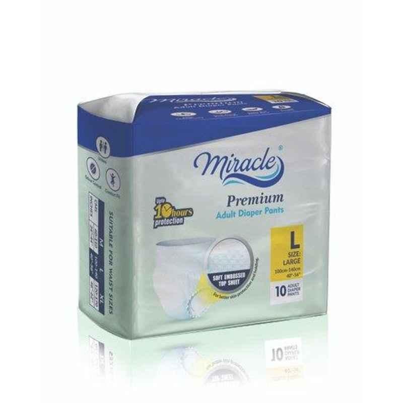 Miracle 10 Pcs 60-110cm Medium Adult Diapers, MAPUD-M-1