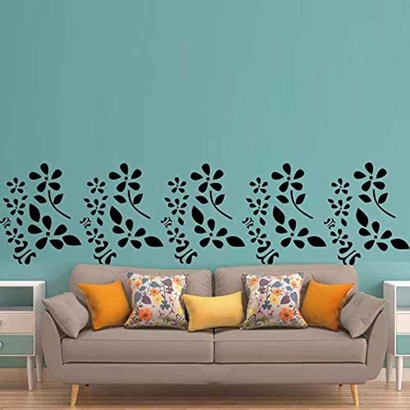 Kayra Decor 16x24 inch PVC Swirl Floral Wall Design Stencil, KHS567