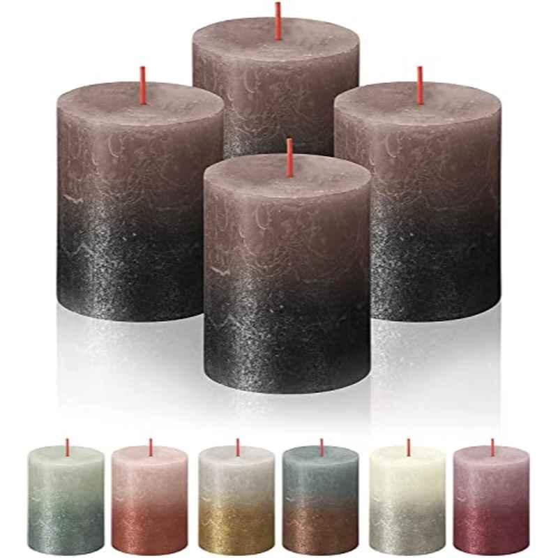 Bolsius Rustic Sunset Wax Creamy Caramel & Anthracite Pillar Candle, 210302, Size: Small