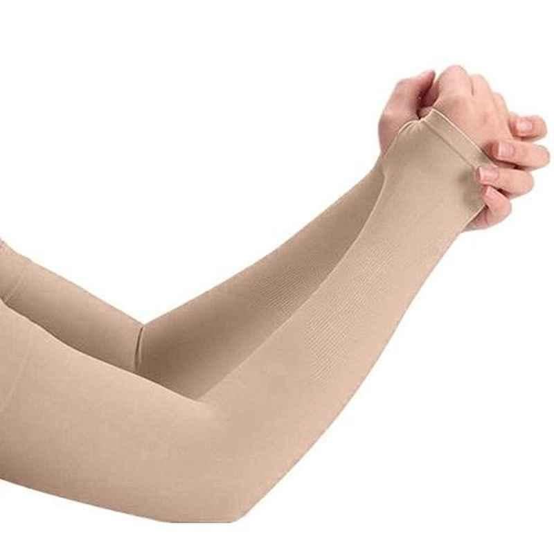 Safies Free Size Beige Arm Sleeves for Men & Women (Pack of 24)