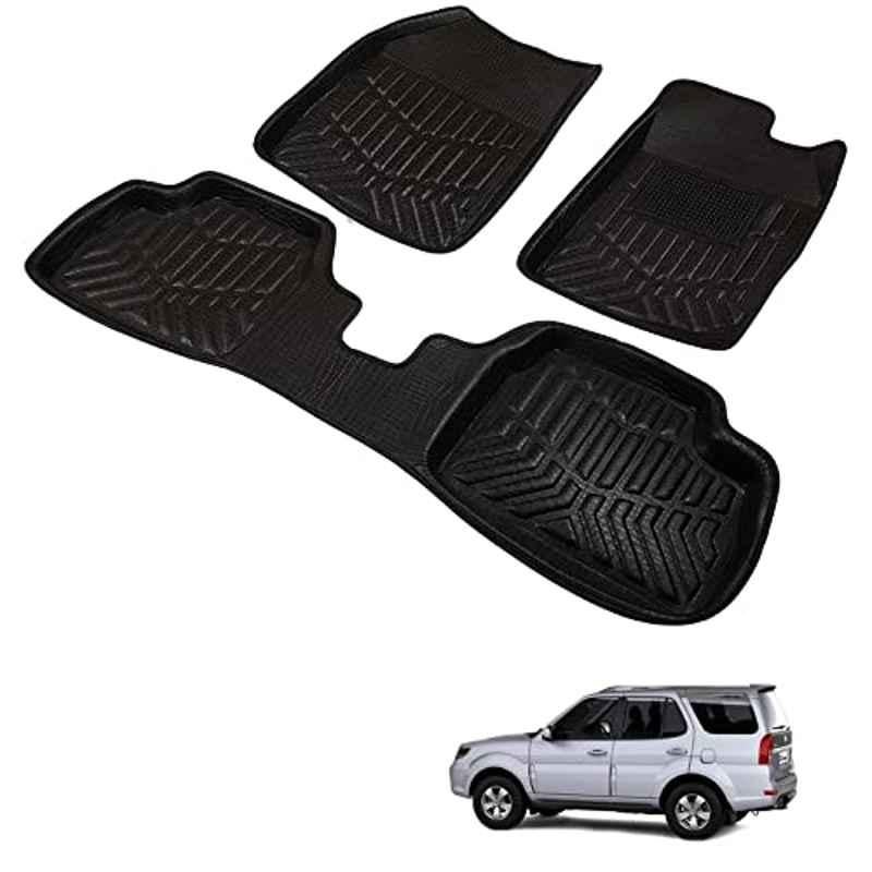 Kozdiko 3D Black Car Foot Mat Set for Tata Safari Grand Dicor, dshbdhb203