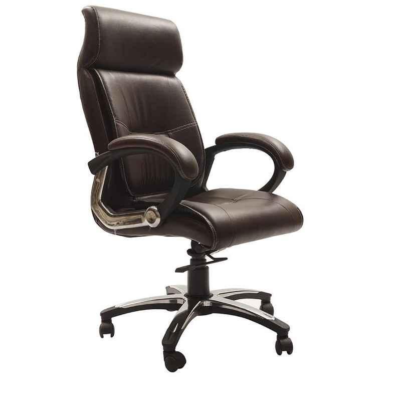 Caddy PU Leatherette Brown Adjustable Office Chair with Back Support, DM 929