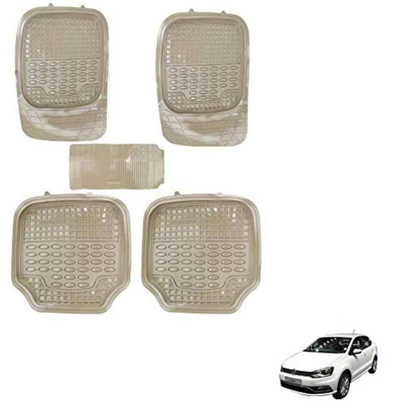 Kozdiko 5 Pcs 4G Beige Rubber & PVC Heavy Car Foot Mat Set for Volkswagen Ameo, koz_81014