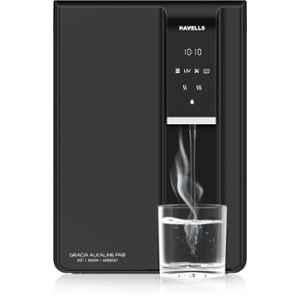 Havells Gracia Alkaline Fab 6.5 Litre 60W 8 Stage RO+UV Stainless Steel Black Water Purifier, GHWRGFS015