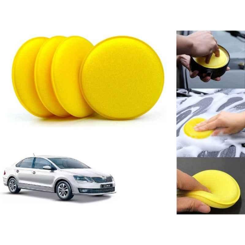 Auto Pearl Polyurethane Beige Washing & Waxing Polish Foam Sponge for Rapid T3 2020 (Pack of 4)