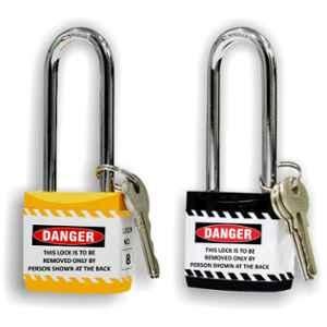 Asian Loto 2 Pcs 65mm Yellow & Black Long Shackle Jacket Padlocks Set for Safety, ALC-LPL-YK