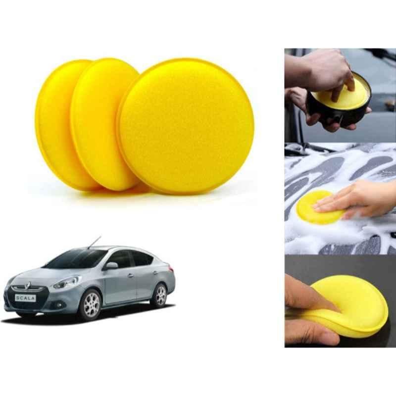 Auto Pearl Polyurethane Beige Washing & Waxing Polish Foam Sponge for Scala RXE (Pack of 3)