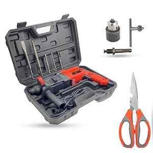 Walkers 1200W Forward & Reverse Rotation Hammer Impact Drill Machine with 5 Pcs SDS Plus Bit, Drill Chuck, SDS Adapter & Scissior, WKCB389