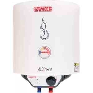 Sameer Sicuro Glassline 10L 2000W Metal White Storage Water Geyser