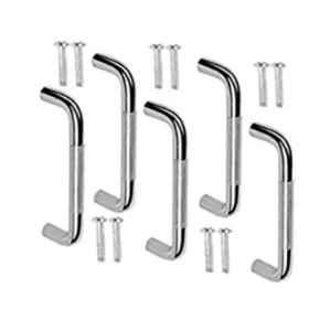 Ztxon 4 inch Caprice Oval D Type Stainless Steel Glossy Finish Cabinet Handles with Screw, CH104SS (Pack of 5)