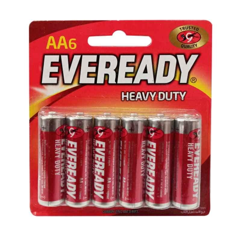Eveready AA Zinc Heavy Duty Battery, 1015 BP6 (Pack of 6)