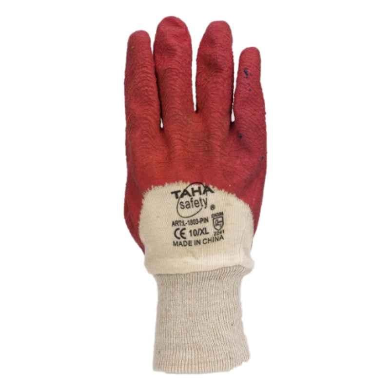 Taha Safety Cotton & Latex Pink Gloves, L1803-1, Size:XL