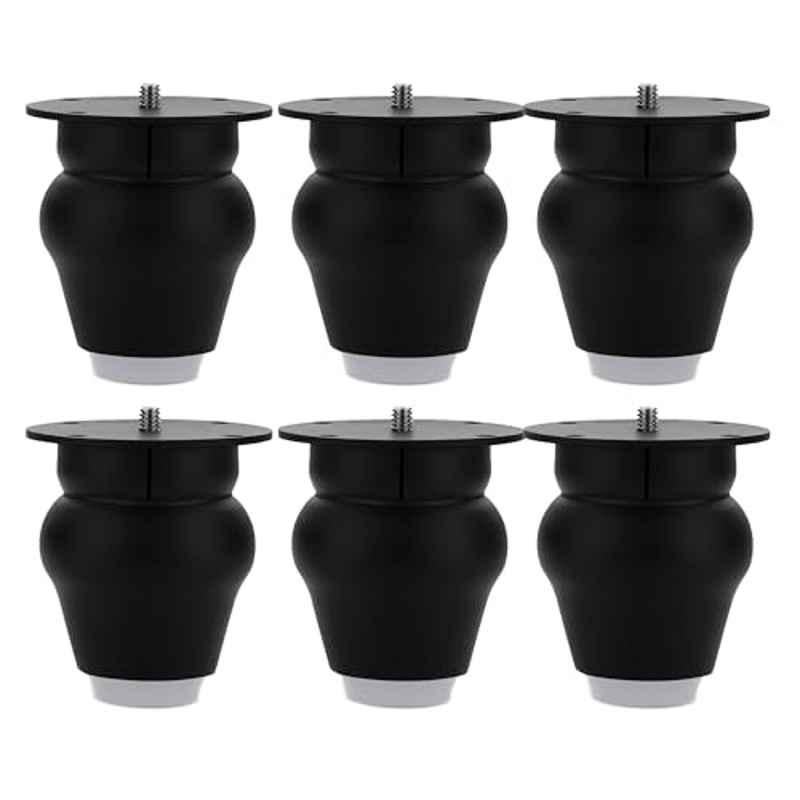 Plantex 3 inch Stainless Steel Black Sofa Legs with Rubber Grip (Pack of 6)