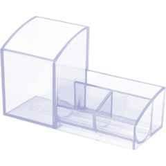 Omega Elite Plastic Clear Grey Pen Holder, 1727 (Pack of 5)