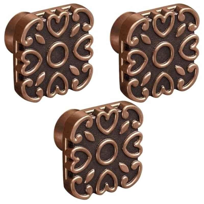 Plantex Knobs for Drawer/Square Drawer Knobs/Knobs for Cabinets/Pull-Push Knobs for Kitchen/Bedroom Drawer (Pack of 3) DTK-299, Antique Copper