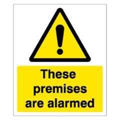 SUNSIGNS 400x500mm Vinyl & Acrylic Sandwich These Premises are Alarmed Signage, SN0041VNLM1HPIDBR