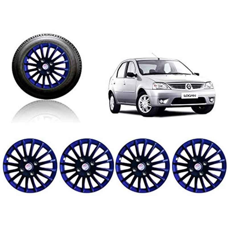 Auto Pearl 4 Pcs 14 inch ABS Black & Blue Press Fitting Wheel Cover Set for Mahindra Logan