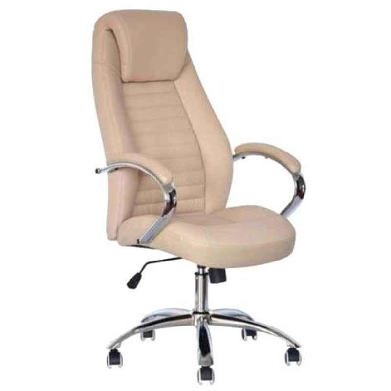 Master Labs Leatherite Cream 360 Degree Mechanism Revolving Chair with Fixed Arm, MLF-186