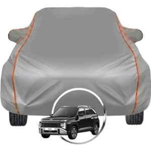 Allextreme Polyester Grey Piping Car Cover with Triple Stitched Reflective Piping for Hyundai Venue Fits All Model & Year, HYU-VENUE-BLK