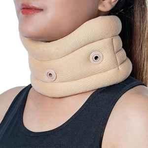 Aurum Elastic Beige Cervical Collar For Pain Relief & Neck Support, Size: L
