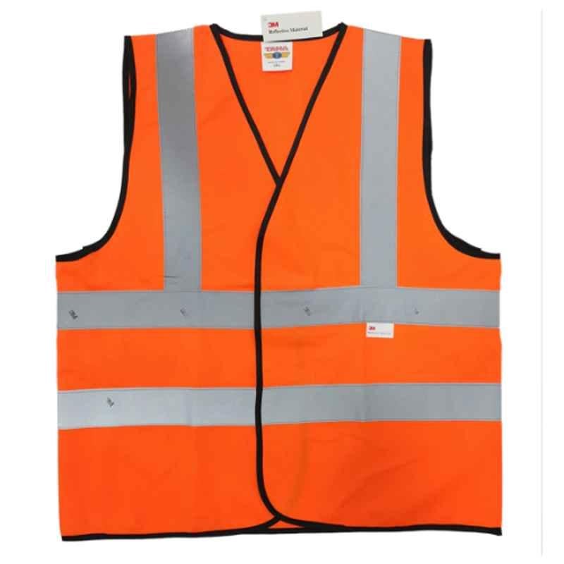 Taha Polyester Orange 4 Line 3M Safety Jacket, SJ22, Size: 3XL
