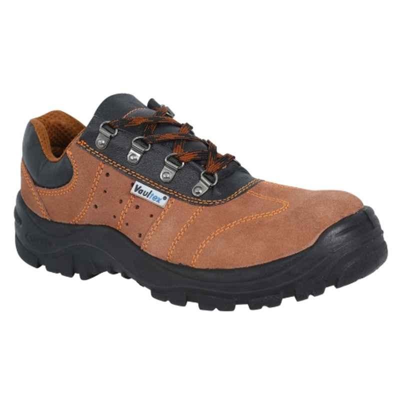 Vaultex GDC Leather Dark Brown Safety Shoes, Size: 45