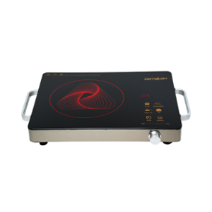 Kemajuan 2200W Glass Black & Silver Infrared Cooktop with Touch Control Panel, Fast Heating, Energy Efficient & 1 Year Warranty, KIR0322