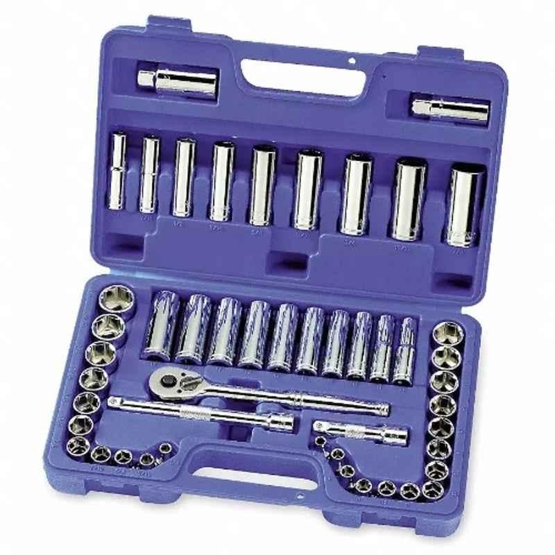 WESTWARD Socket Wrench Set - 47 Piece, 1/4 Inch Drive, Chrome