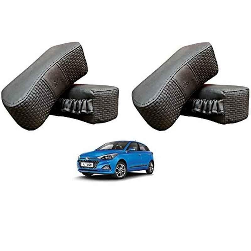 Kozdiko 4 Pcs CV Designer Grey Leatherite Neck Rest Car Cushion Pillow Set for Hyundai Elite i20