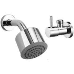 Senkiddpro Stainless Steel Chrome Finish Wall Mounted Angle Cock & Round Shower Combo