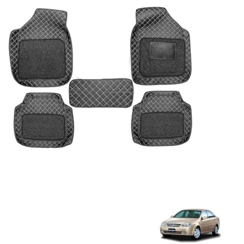 Kozdiko 5 Pcs Waterproof & Luxury 7D Black Leatherette Car Floor Mat Set for Chevrolet Optra