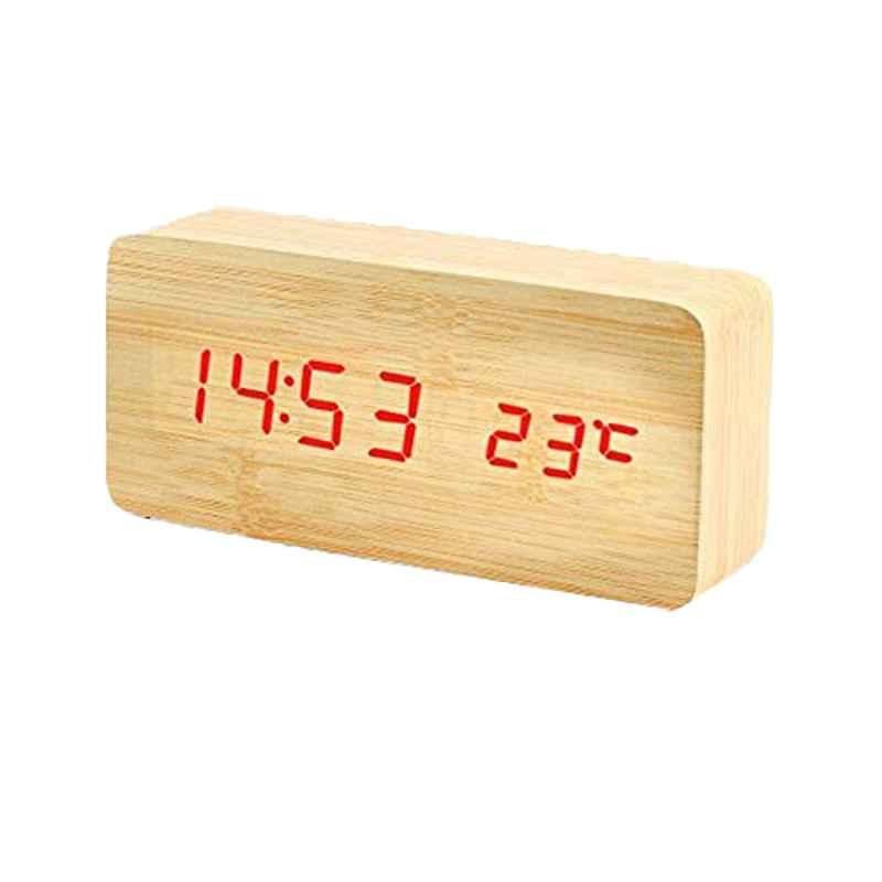 Rubik 14.8x7cm Wood Red Digital LED Alarm Clock