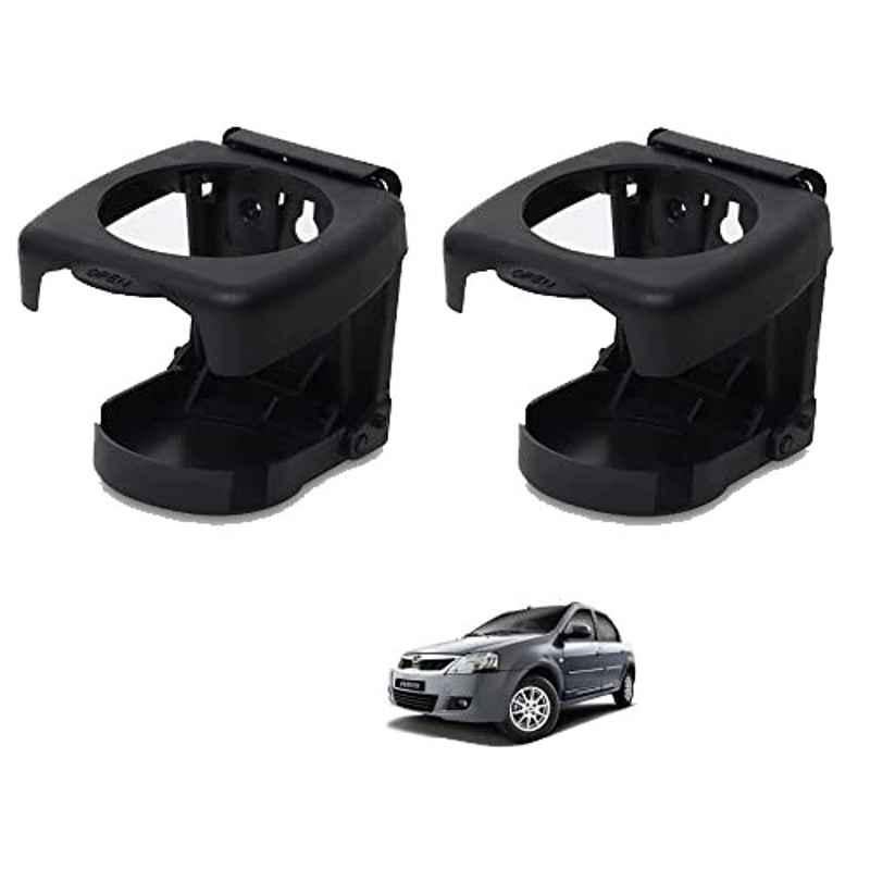 Kozdiko Plastic Black Foldable Car Drink Holder for Mahindra Verito (Pack of 2)