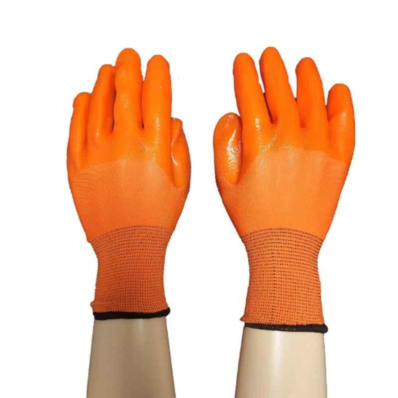 Buy Elecant Nylon Orange Safety Hand Gloves with Anti Cut for