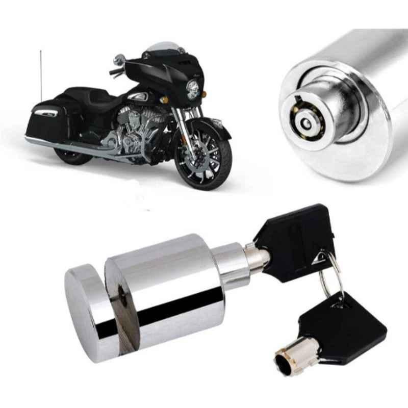 Auto Pearl Stainless Steel Silver Heavy Duty Anti Theft Motorcycle Disc Brake Lock, Lock-251
