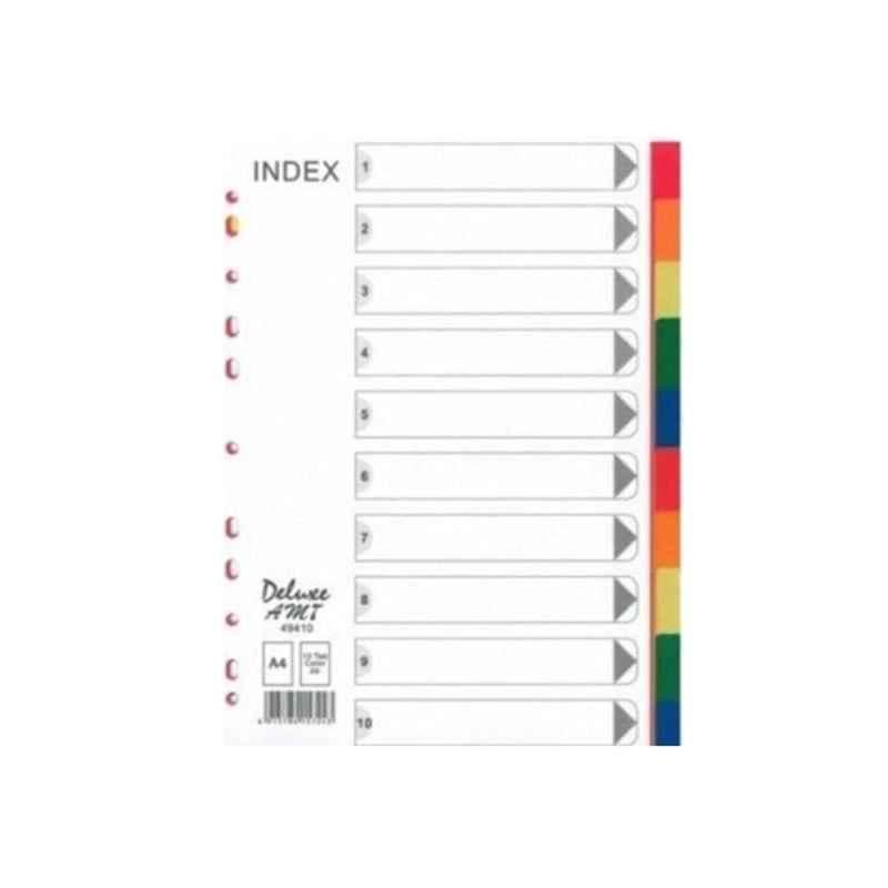 Deluxe 10 Tabs A4 Plastic Colored Divider