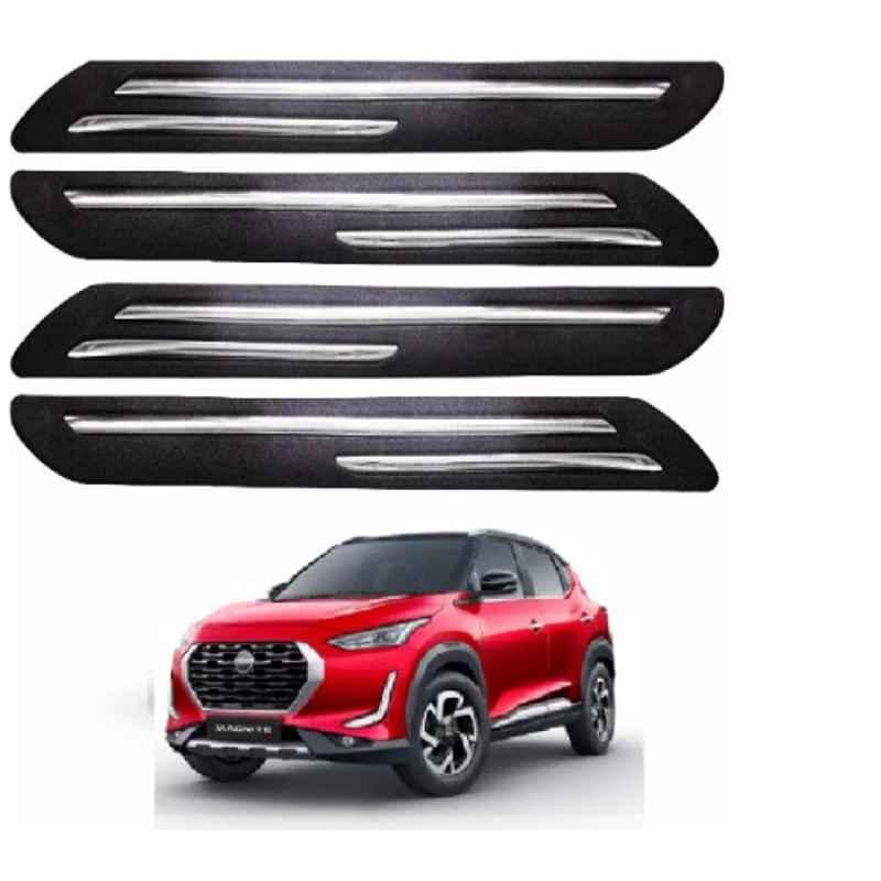 Sca Rubber Car Side Bumper Protector Guard with Double Chrome Strip for Nissan Magnite All Model Black Set Of 4, SCA-WY17JJ