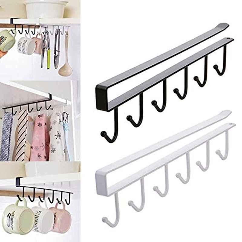 Rubik 10.2x2.6 inch Iron Black & White Multifunction Kitchen Storage Rack (Pack of 2)