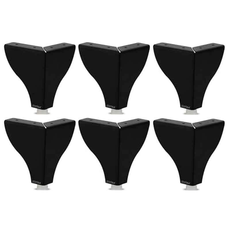 Plantex 4 inch Stainless Steel Black Tapered Sofa Legs with Rubber Grip (Pack of 6)