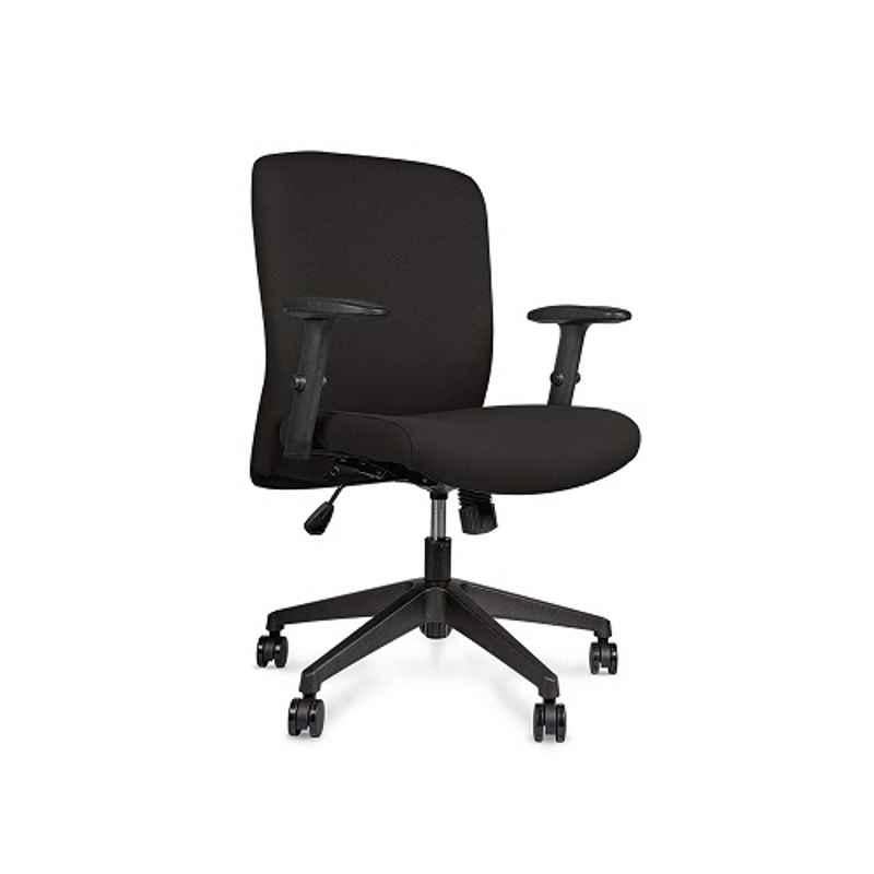 Wipro Fabric Black Medium Back Ergonomic Office Chair with Nylon Castors, ESMM4013111021PL137