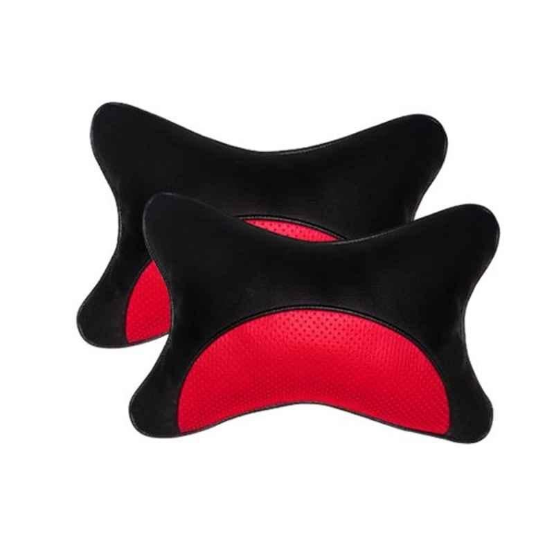 Kozdiko 2 Pcs Red & Black Neck Rest Cushion Pillow Set for Mahindra Xylo, Koz-4318